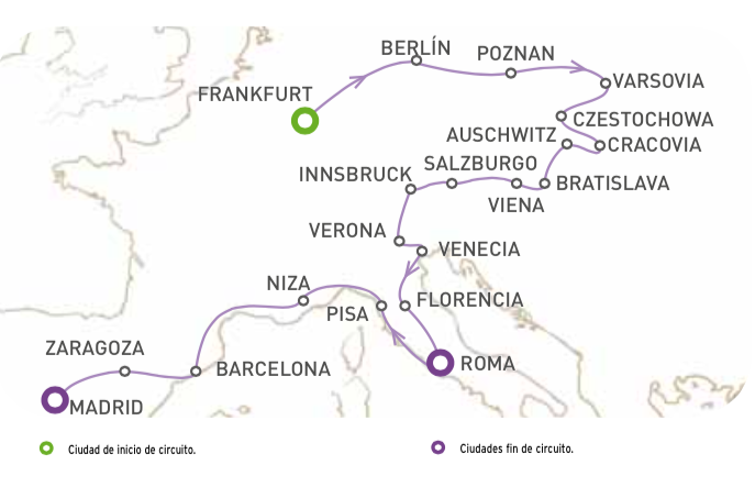 Circuito EUROPA CENTRAL con ITALIA de FRANKFURT a ROMA 16 días (ext. 20 días hasta MADRID)