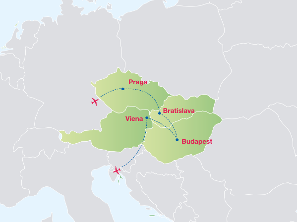 Gran Tour 3 CAPITALES DE CENTROEUROPA, salida desde Praga 8 días en Autocar fin en Viena