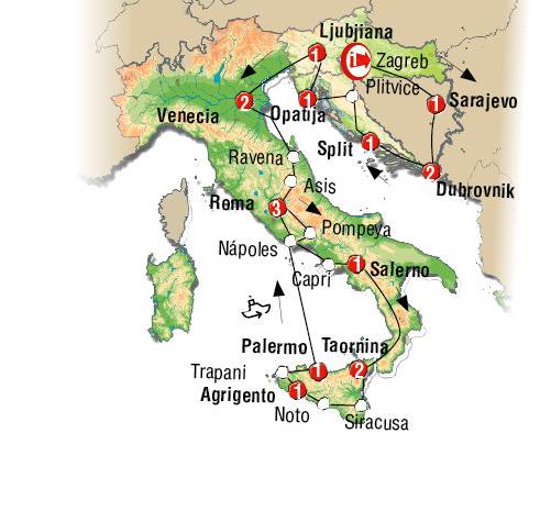 Croacia, Italia y Sicilia
