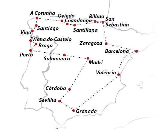 Circuito de 14 dias ESPANHA TOTAL E NORTE DA PORTUGAL, saídas segundas de Março a Outubro