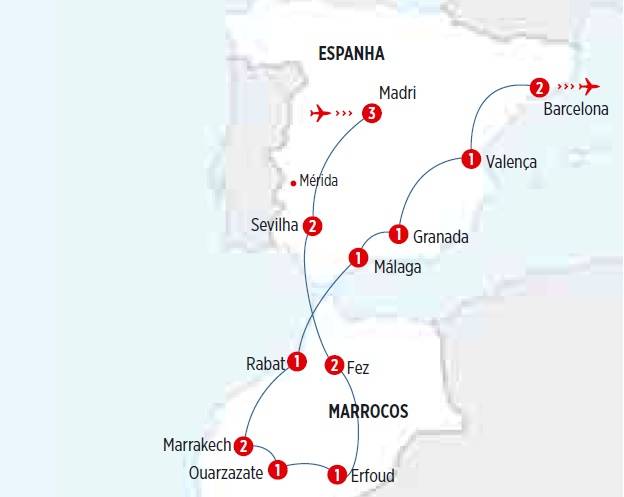 Circuito de 18 dias, Espanha e Marrocos, saídas Quartas de Maio a Setembro