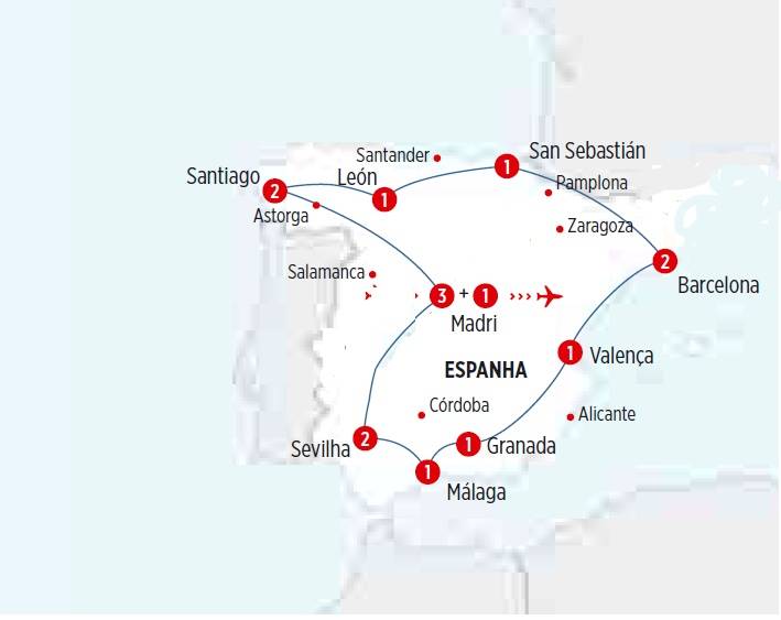 Circuito de 16 dias, Grande Tour de Espanha, saídas quinzenais de Maio a Setembro
