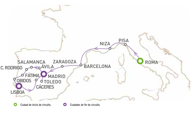 GRAN circuito de 16 días en Autocar Roma-Costa Azul-Barcelona-Madrid & Portugal en AUTOCAR