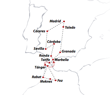 Circuito 10 dias por Andalucia y Marruecos partida y llegada a Madrid Salidas los SABADOS