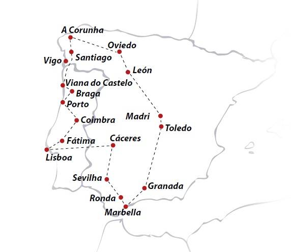 Circuito de 14 dias GALÍCIA, PORTUGAL E ANDALUZIA, saídas ás terças de Abril a Outubro