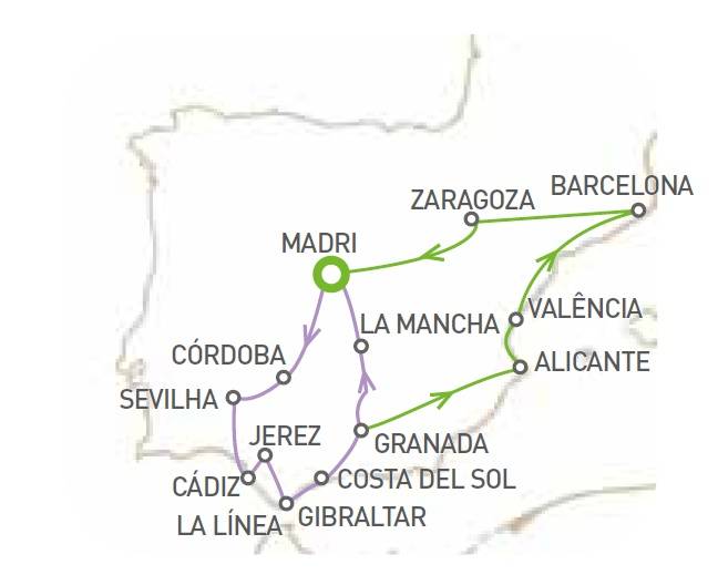 Circuito de 9 dias, Madri-Andaluzia-Costa del Sol, saídas Sábados todo o ano