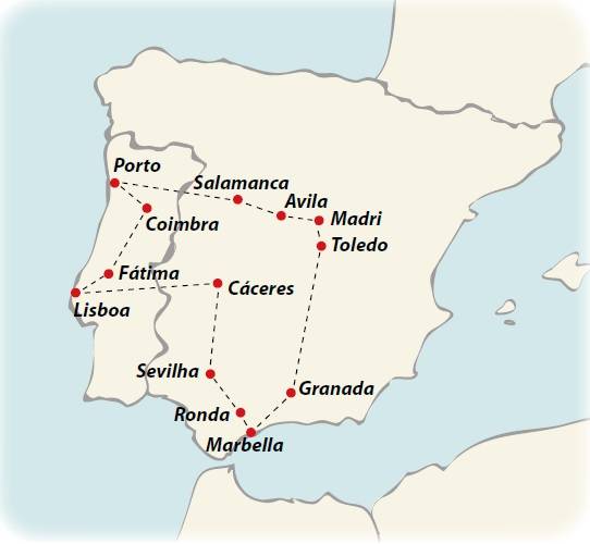 Circuito 13 dias Madri, Castela, Portugal e Andaluzia, saídas quintas de Março a Outubro