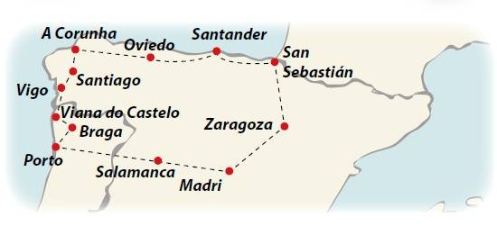 Circuito de 11 dias Madri, Norte da Espanha e Portugal, saídas sextas de Março a Outubro