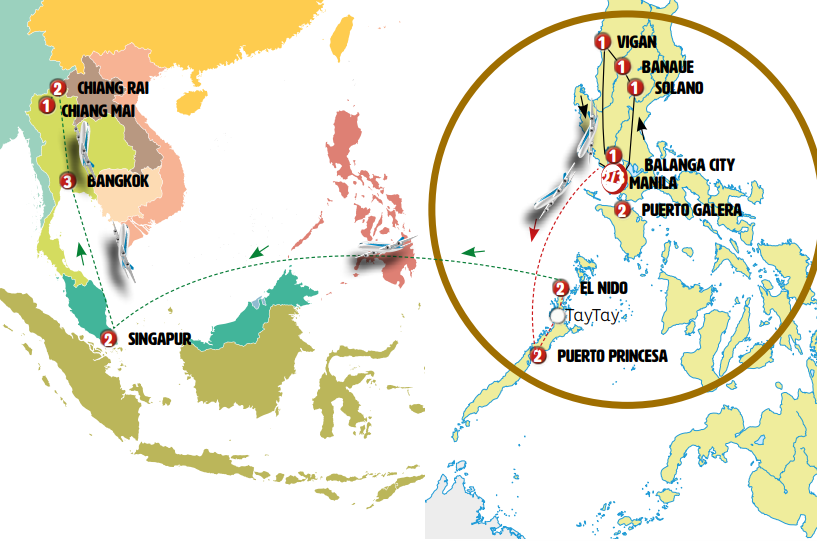 Filipinas, Singapur y Tailandia
