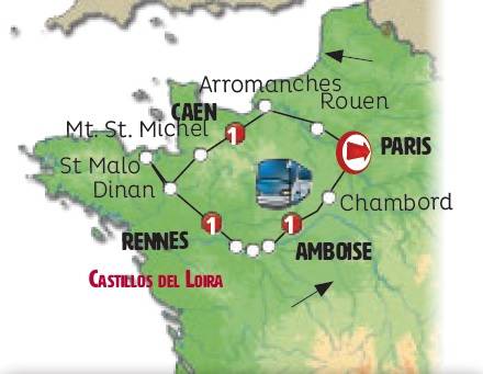 Circuito de 4 dias pelo Monte S. Michel e Castelos do Loire com inicio em PARIS ás QUARTAS 
