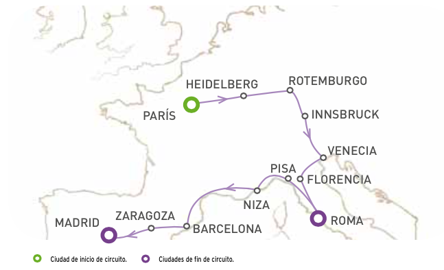 GRAN circuito PARIS-ALEMANIA ROMANTICA-ITALIA, en AUTOCAR desde PARIS A ROMA,13 DIAS Y 19 DIAS hasta MADRID