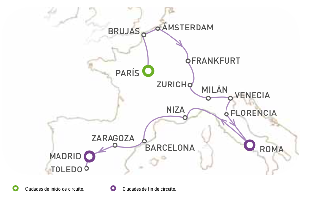 Circuito CIUDADES DE EUROPA de PARIS a ROMA por 17 días (ext. 22 días MADRID) en AUTOCAR