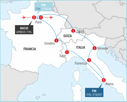 Gran Tour PARÍS, ALPES E ITALIA de 10 dias de recorrido en AUTOCAR fin en ROMA 