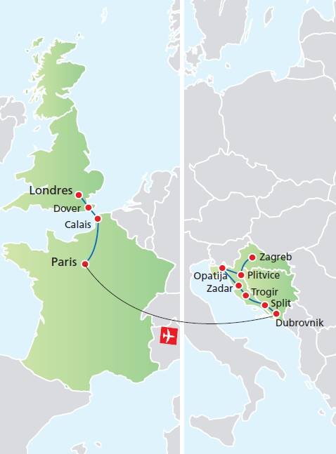 Circuito de 14 dias LONDRES E PARIS + CROACIA, saídas segundas de Junho a Outubro