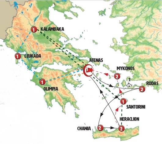 Circuito de 13 dias de ónibus Grécia Tradicional e Ilhas, saída de Atenas ás segundas