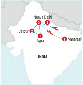 Gran circuito de 8 días por TRIANGULO DORADO Y GANGES salida en AUTOCAR desde NUEVA DELHI 