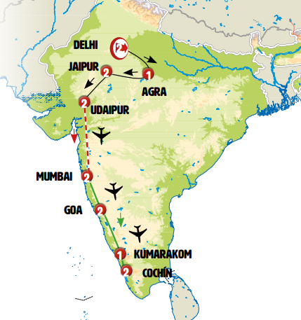 Tour de 15 dias India de Norte a Sur salidas desde Delhi los Viernes
