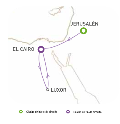 CIRCUITO POR JERUSALEM-LUXOR-EL CAIRO recorrido de 9 dias, en AUTOCAR, salida los MIERCOLES