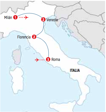 Circuito de 10 dias por ITALIA MONUMENTAL salida desde ROMA fin en MILAN en AUTOCAR