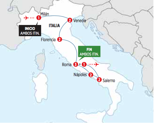 Gran Circuito de 12 dias ITALIA MULTICOLOR incio en MILAN fin en NAPOLES  en AUTOCAR 