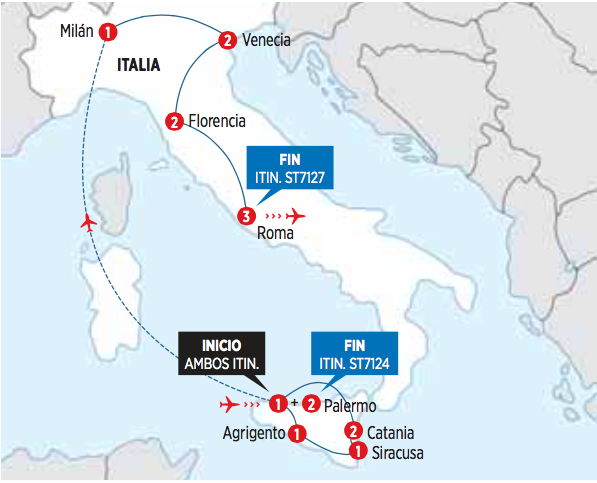 Gran Circuito de 17 dias por SICILIA E ITALIA BELLA salida desde PALERMO en AUTOCAR