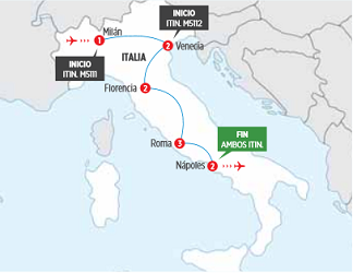Circuito por 11 días por ITALIA MULTICOLOR I desde Milan en AUTOCAR salida los LUNES 