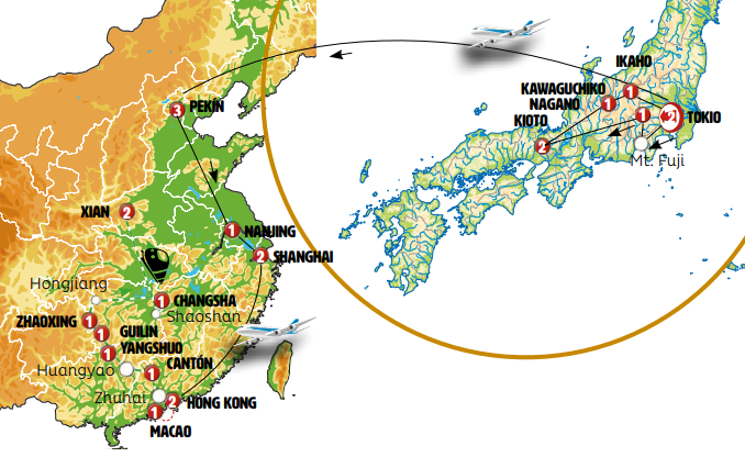 Japón Central y China con Hong Kong 