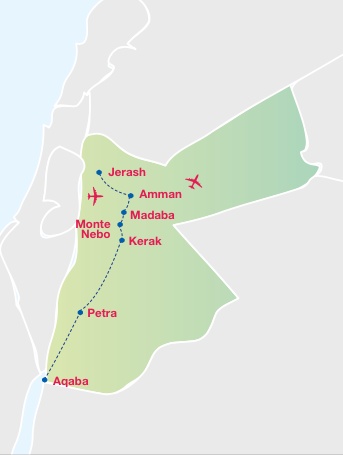 Gran Tour de 8 ias con MARAVILLAS DE JORDANIA: AQABA, WADI RUM los Domingos desde Amman