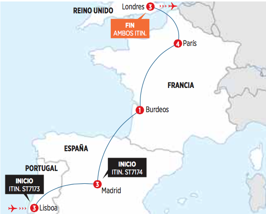 Circuito de 14 dias desde LISBOA, MADRID, PARÍS Y LONDRES salida los MIERCOLES en AUTOCAR 