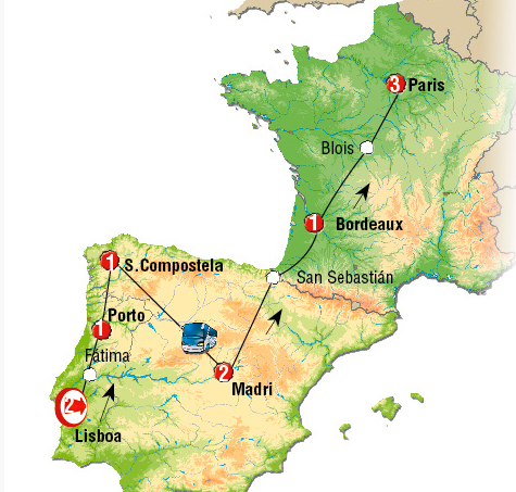 Portugal, Galicia, Madri e Paris