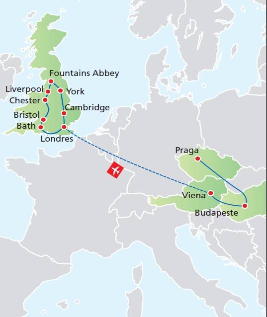 Circuito de 15 dias, Praga Budapeste e Viena com Inglaterra e Gales, saídas de Junho a Agosto