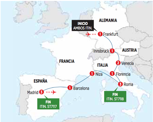 Circuito de 16 dias por los ALPES, ITALIA Y MADRID saliendo los SABADOS desde FRANKFURT