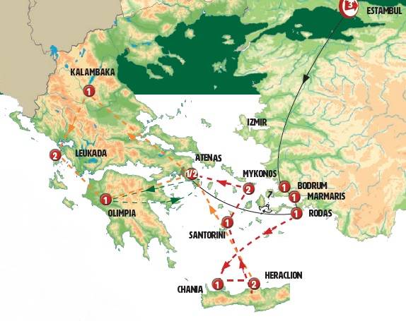 Roteiro de 17 dias de ónibus Contrastes Greco - Turcos, saídas de Istambul ás sextas
